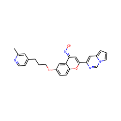 Cc1cc(CCCOc2ccc3oc(-c4cc5cccn5cn4)c/c(=N\O)c3c2)ccn1 ZINC001772626958