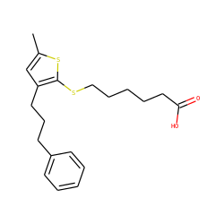 Cc1cc(CCCc2ccccc2)c(SCCCCCC(=O)O)s1 ZINC000013726637