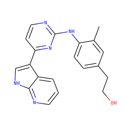 Cc1cc(CCO)ccc1Nc1nccc(-c2c[nH]c3ncccc23)n1 ZINC000036124436