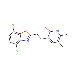 Cc1cc(CCc2nc3c(Cl)ccc(Cl)c3o2)c(=O)[nH]c1C ZINC000005891916