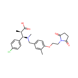 Cc1cc(CN(C)[C@@H](c2ccc(Cl)cc2)[C@@H](C)C(=O)O)ccc1OCCN1C(=O)CCC1=O ZINC000220752383