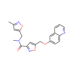 Cc1cc(CN(C)C(=O)c2cc(COc3ccc4ncccc4c3)on2)on1 ZINC000011821133