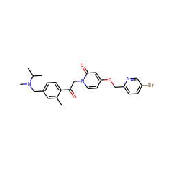 Cc1cc(CN(C)C(C)C)ccc1C(=O)Cn1ccc(OCc2ccc(Br)cn2)cc1=O ZINC000169711425