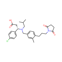 Cc1cc(CN(CC(C)C)[C@@H](CC(=O)O)c2ccc(Cl)cc2)ccc1CCCN1C(=O)CCC1=O ZINC000220732752