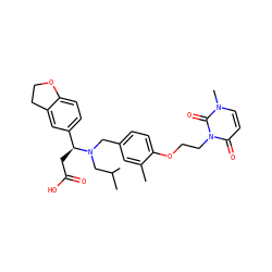 Cc1cc(CN(CC(C)C)[C@@H](CC(=O)O)c2ccc3c(c2)CCO3)ccc1OCCn1c(=O)ccn(C)c1=O ZINC000225123775
