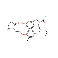 Cc1cc(CN(CC(C)C)[C@@H]2c3ccc(Cl)cc3C[C@@H]2C(=O)O)ccc1OCCN1C(=O)CCC1=O ZINC000218111014