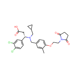 Cc1cc(CN(CC2CC2)[C@@H](CC(=O)O)c2ccc(Cl)c(Cl)c2)ccc1OCCN1C(=O)CCC1=O ZINC000207227371