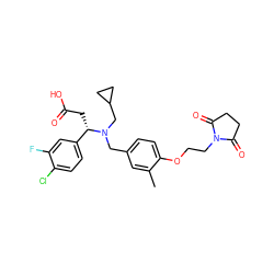 Cc1cc(CN(CC2CC2)[C@@H](CC(=O)O)c2ccc(Cl)c(F)c2)ccc1OCCN1C(=O)CCC1=O ZINC000207099954