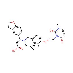 Cc1cc(CN(CC2CC2)[C@@H](CC(=O)O)c2ccc3c(c2)CCO3)ccc1OCCn1c(=O)ccn(C)c1=O ZINC000225122522