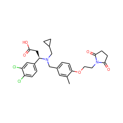 Cc1cc(CN(CC2CC2)[C@H](CC(=O)O)c2ccc(Cl)c(Cl)c2)ccc1OCCN1C(=O)CCC1=O ZINC000207227413