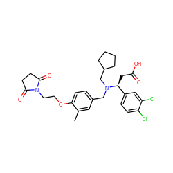Cc1cc(CN(CC2CCCC2)[C@@H](CC(=O)O)c2ccc(Cl)c(Cl)c2)ccc1OCCN1C(=O)CCC1=O ZINC000207116939