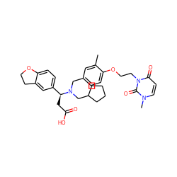 Cc1cc(CN(CC2CCCC2)[C@@H](CC(=O)O)c2ccc3c(c2)CCO3)ccc1OCCn1c(=O)ccn(C)c1=O ZINC000225130967