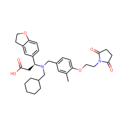 Cc1cc(CN(CC2CCCCC2)[C@@H](CC(=O)O)c2ccc3c(c2)CCO3)ccc1OCCN1C(=O)CCC1=O ZINC000225130687