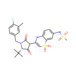 Cc1cc(CN2C(=O)C(C3=CS(=O)(=O)c4cc(NS(C)(=O)=O)ccc4N3)C(=O)[C@@H]2C(C)(C)C)ccc1F ZINC000101294377