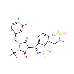 Cc1cc(CN2C(=O)C(C3=NS(=O)(=O)c4c(CN(C)S(C)(=O)=O)cccc43)C(=O)[C@@H]2C(C)(C)C)ccc1F ZINC000101288042