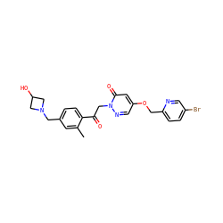 Cc1cc(CN2CC(O)C2)ccc1C(=O)Cn1ncc(OCc2ccc(Br)cn2)cc1=O ZINC000169711467