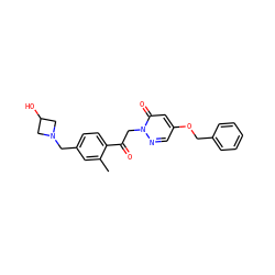 Cc1cc(CN2CC(O)C2)ccc1C(=O)Cn1ncc(OCc2ccccc2)cc1=O ZINC000169711438