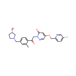 Cc1cc(CN2CC[C@H](O)C2)ccc1C(=O)Cn1ncc(OCc2ccc(Cl)cn2)cc1=O ZINC000169711455
