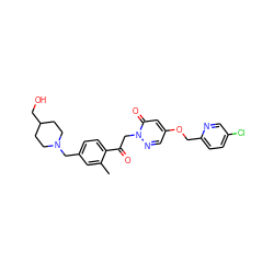 Cc1cc(CN2CCC(CO)CC2)ccc1C(=O)Cn1ncc(OCc2ccc(Cl)cn2)cc1=O ZINC000169711459