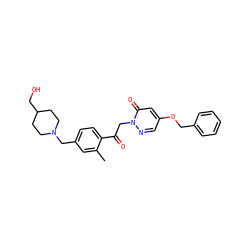 Cc1cc(CN2CCC(CO)CC2)ccc1C(=O)Cn1ncc(OCc2ccccc2)cc1=O ZINC000169711443