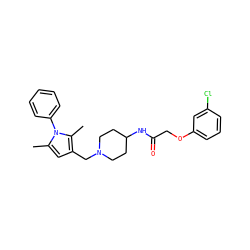 Cc1cc(CN2CCC(NC(=O)COc3cccc(Cl)c3)CC2)c(C)n1-c1ccccc1 ZINC000040899815