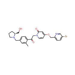 Cc1cc(CN2CCC[C@H]2CO)ccc1C(=O)Cn1ccc(OCc2ccc(Br)cn2)cc1=O ZINC000169711414