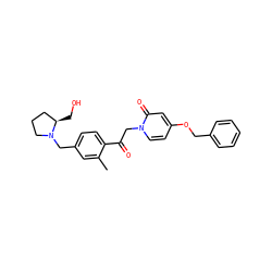 Cc1cc(CN2CCC[C@H]2CO)ccc1C(=O)Cn1ccc(OCc2ccccc2)cc1=O ZINC000169711386