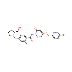 Cc1cc(CN2CCC[C@H]2CO)ccc1C(=O)Cn1ncc(OCc2ccc(Br)cn2)cc1=O ZINC000169711477