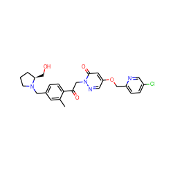 Cc1cc(CN2CCC[C@H]2CO)ccc1C(=O)Cn1ncc(OCc2ccc(Cl)cn2)cc1=O ZINC000169711363