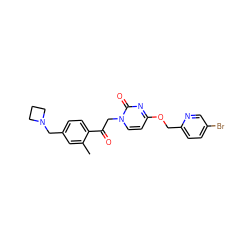 Cc1cc(CN2CCC2)ccc1C(=O)Cn1ccc(OCc2ccc(Br)cn2)nc1=O ZINC000169711431