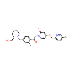 Cc1cc(CN2CCCC[C@@H]2CO)ccc1C(=O)Cn1ccc(OCc2ccc(Br)cn2)cc1=O ZINC000169711360