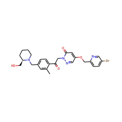 Cc1cc(CN2CCCC[C@@H]2CO)ccc1C(=O)Cn1ncc(OCc2ccc(Br)cn2)cc1=O ZINC000169711473