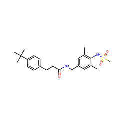 Cc1cc(CNC(=O)CCc2ccc(C(C)(C)C)cc2)cc(C)c1NS(C)(=O)=O ZINC000045349608