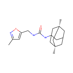 Cc1cc(CNC(=O)NC23CC4C[C@](C)(C2)C[C@@](C)(C4)C3)on1 ZINC000473154979