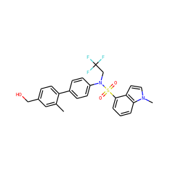 Cc1cc(CO)ccc1-c1ccc(N(CC(F)(F)F)S(=O)(=O)c2cccc3c2ccn3C)cc1 ZINC000653917198