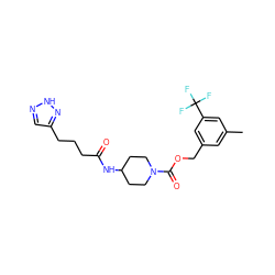 Cc1cc(COC(=O)N2CCC(NC(=O)CCCc3cn[nH]n3)CC2)cc(C(F)(F)F)c1 ZINC000217384466