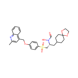Cc1cc(COc2ccc(S(=O)(=O)C[C@@H](CC3CCC4(CC3)OCCO4)N(O)C=O)cc2)c2ccccc2n1 ZINC000026732354