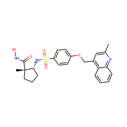 Cc1cc(COc2ccc(S(=O)(=O)N[C@@H]3CCC[C@]3(C)C(=O)NO)cc2)c2ccccc2n1 ZINC000036487959