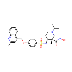 Cc1cc(COc2ccc(S(=O)(=O)N[C@@H]3CCN(C(C)C)C[C@]3(C)C(=O)NO)cc2)c2ccccc2n1 ZINC000143303230