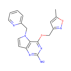 Cc1cc(COc2nc(N)nc3ccn(Cc4ccccn4)c23)no1 ZINC000222061363