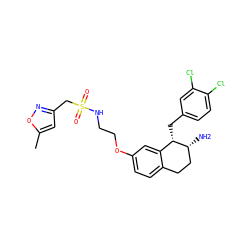 Cc1cc(CS(=O)(=O)NCCOc2ccc3c(c2)[C@H](Cc2ccc(Cl)c(Cl)c2)[C@H](N)CC3)no1 ZINC000142759341