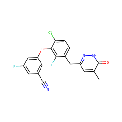 Cc1cc(Cc2ccc(Cl)c(Oc3cc(F)cc(C#N)c3)c2F)n[nH]c1=O ZINC000040918641