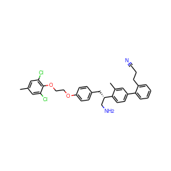 Cc1cc(Cl)c(OCCOc2ccc(C[C@@H](CN)c3ccc(-c4ccccc4CCC#N)cc3C)cc2)c(Cl)c1 ZINC000064539229