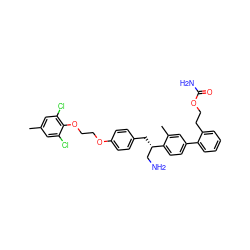 Cc1cc(Cl)c(OCCOc2ccc(C[C@@H](CN)c3ccc(-c4ccccc4CCOC(N)=O)cc3C)cc2)c(Cl)c1 ZINC000064549031