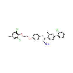 Cc1cc(Cl)c(OCCOc2ccc(C[C@@H](CN)c3ccc(-c4ccccc4Cl)cc3C)cc2)c(Cl)c1 ZINC000059030784