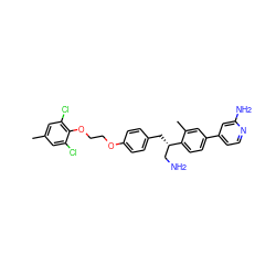 Cc1cc(Cl)c(OCCOc2ccc(C[C@@H](CN)c3ccc(-c4ccnc(N)c4)cc3C)cc2)c(Cl)c1 ZINC000064549354