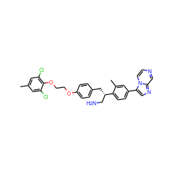 Cc1cc(Cl)c(OCCOc2ccc(C[C@@H](CN)c3ccc(-c4cnc5cnccn45)cc3C)cc2)c(Cl)c1 ZINC000064527980