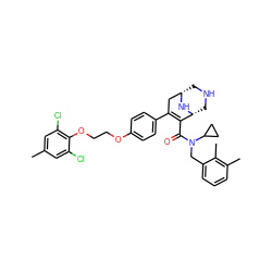 Cc1cc(Cl)c(OCCOc2ccc(C3=C(C(=O)N(Cc4cccc(C)c4C)C4CC4)[C@H]4CNC[C@@H](C3)N4)cc2)c(Cl)c1 ZINC000039260295
