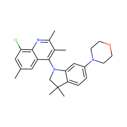 Cc1cc(Cl)c2nc(C)c(C)c(N3CC(C)(C)c4ccc(N5CCOCC5)cc43)c2c1 ZINC000118096456