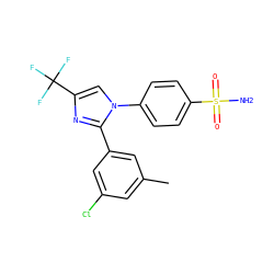 Cc1cc(Cl)cc(-c2nc(C(F)(F)F)cn2-c2ccc(S(N)(=O)=O)cc2)c1 ZINC000003814613